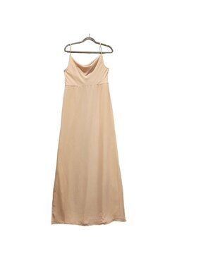 NWT Joanna August Formal Maxi Gown Womens S tan Elegant chiffon satin wedding